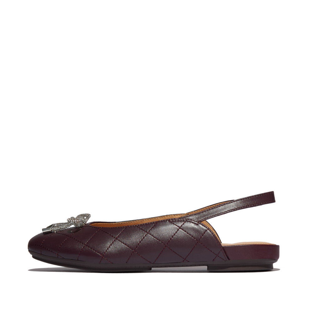 DELICATO CRYSTAL-BOW QUILTED-LEATHER SLINGBACKS