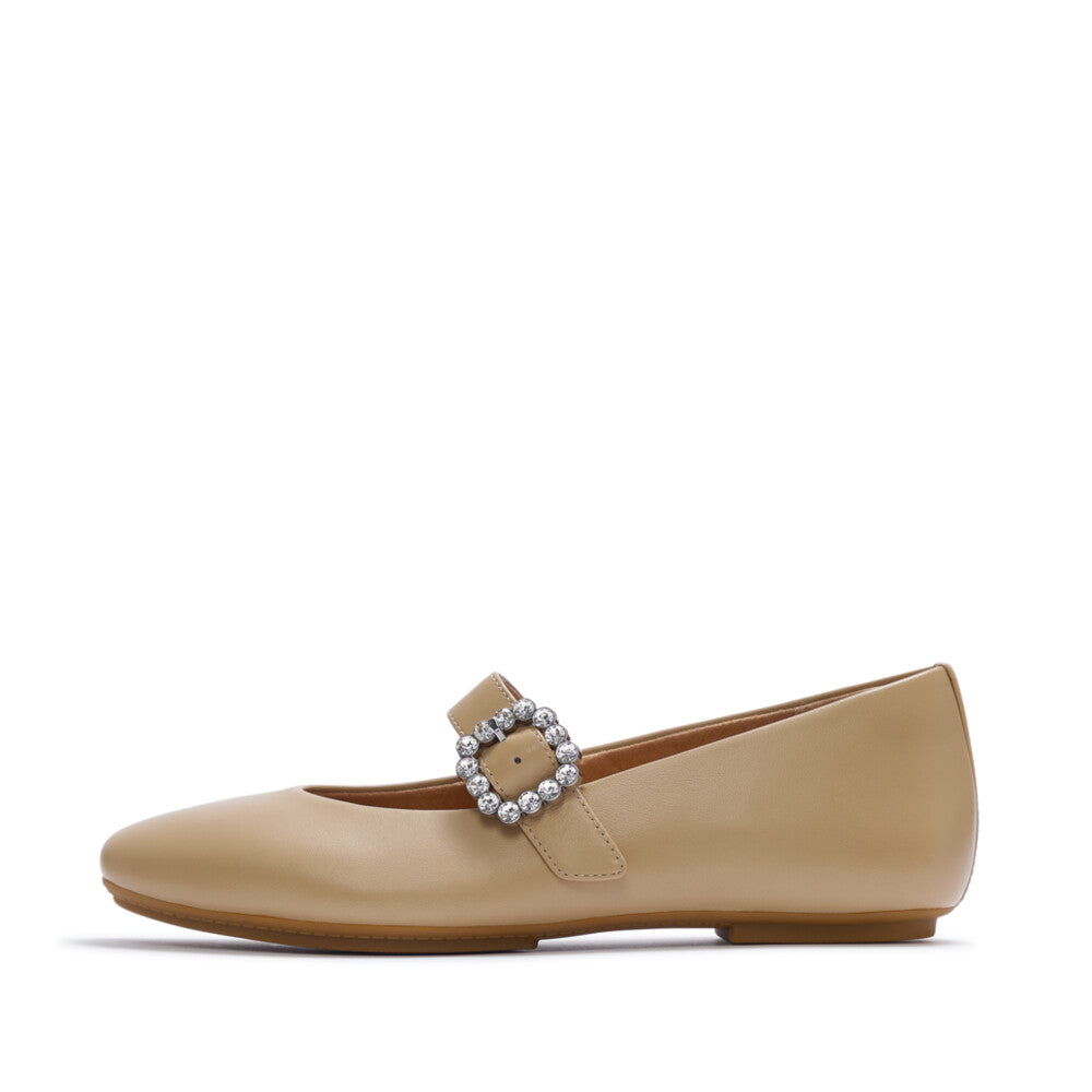 DELICATO CRYSTAL-BUCKLE LEATHER MARY JANES