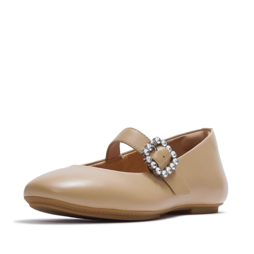 DELICATO CRYSTAL-BUCKLE LEATHER MARY JANES