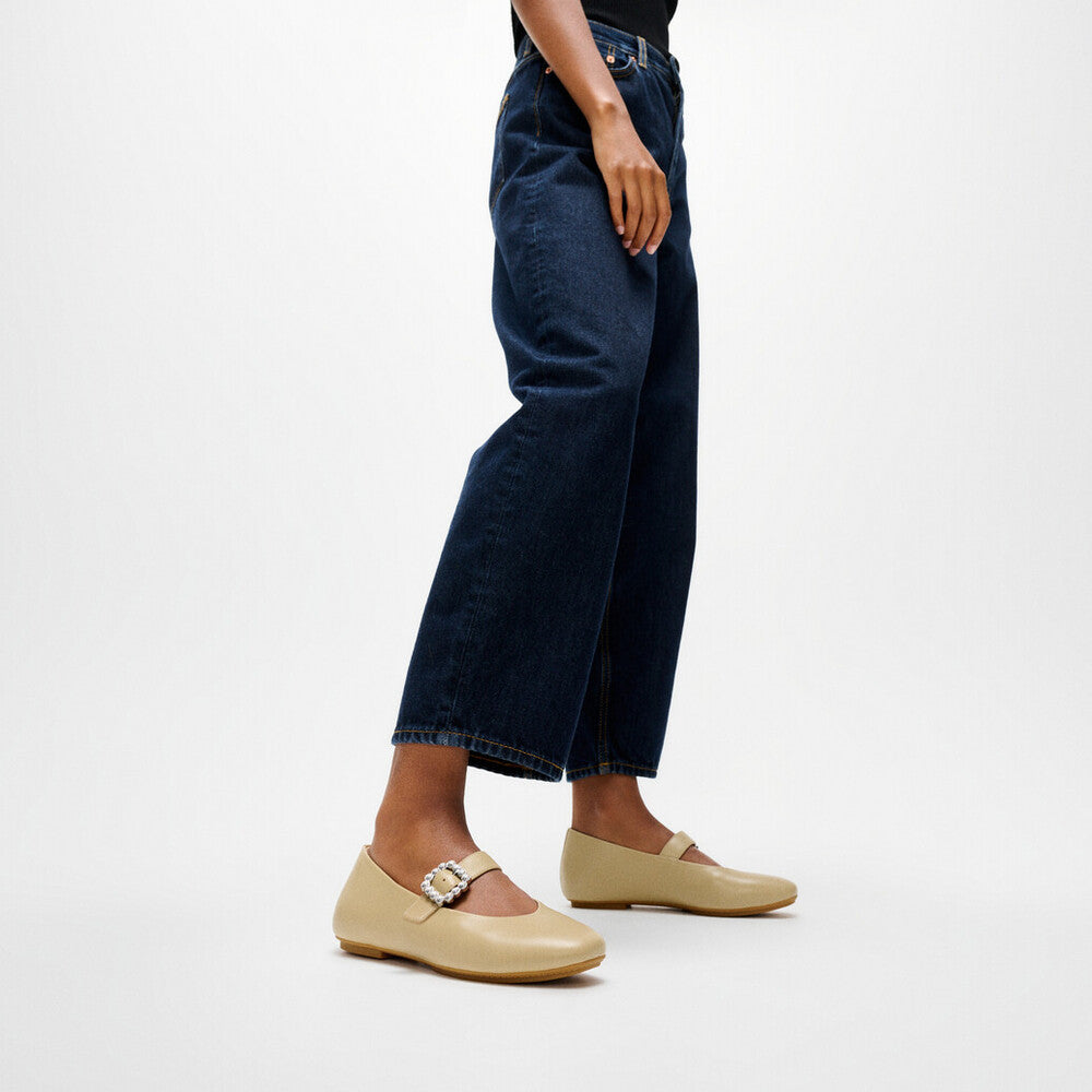 DELICATO CRYSTAL-BUCKLE LEATHER MARY JANES