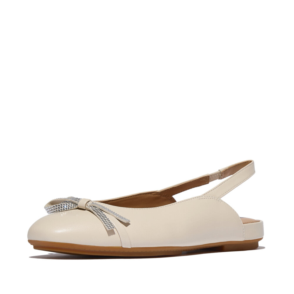 DELICATO GLITZ-BOW LEATHER SLINGBACKS