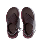 F-MODE STACK QUILTED-LEATHER BACK-STRAP TOE-POST SANDALS