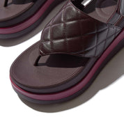 F-MODE STACK QUILTED-LEATHER BACK-STRAP TOE-POST SANDALS