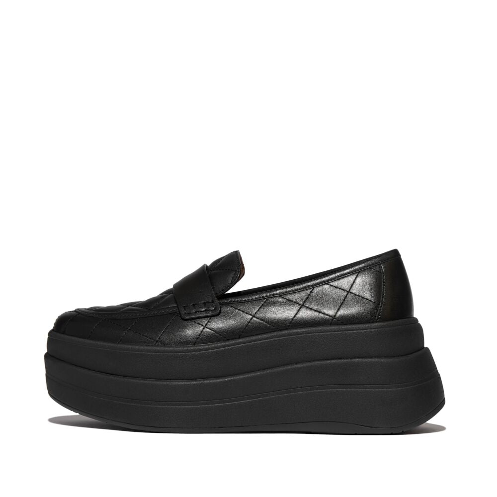F-MODE STACK QUILTED-LEATHER LOAFERS