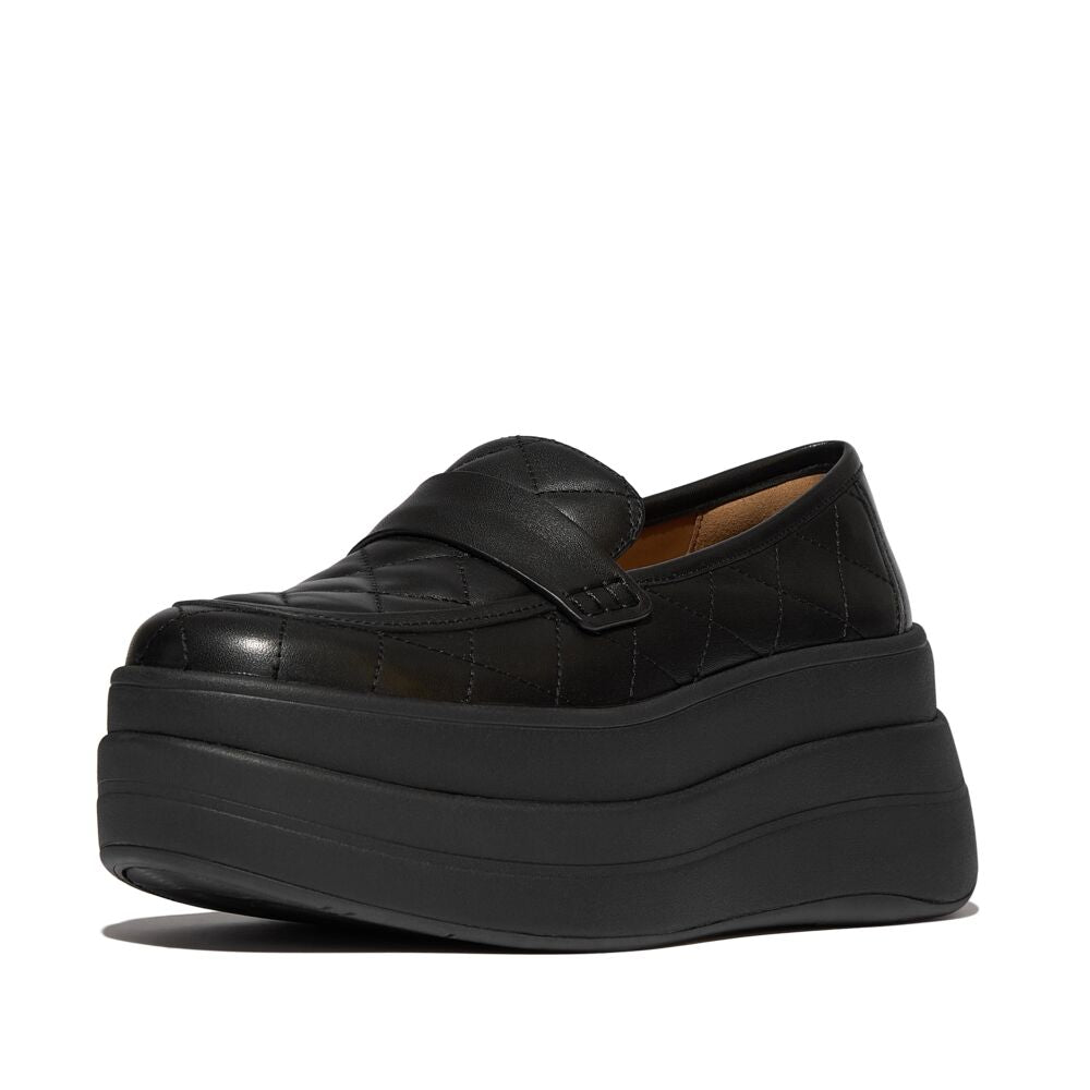 F-MODE STACK QUILTED-LEATHER LOAFERS