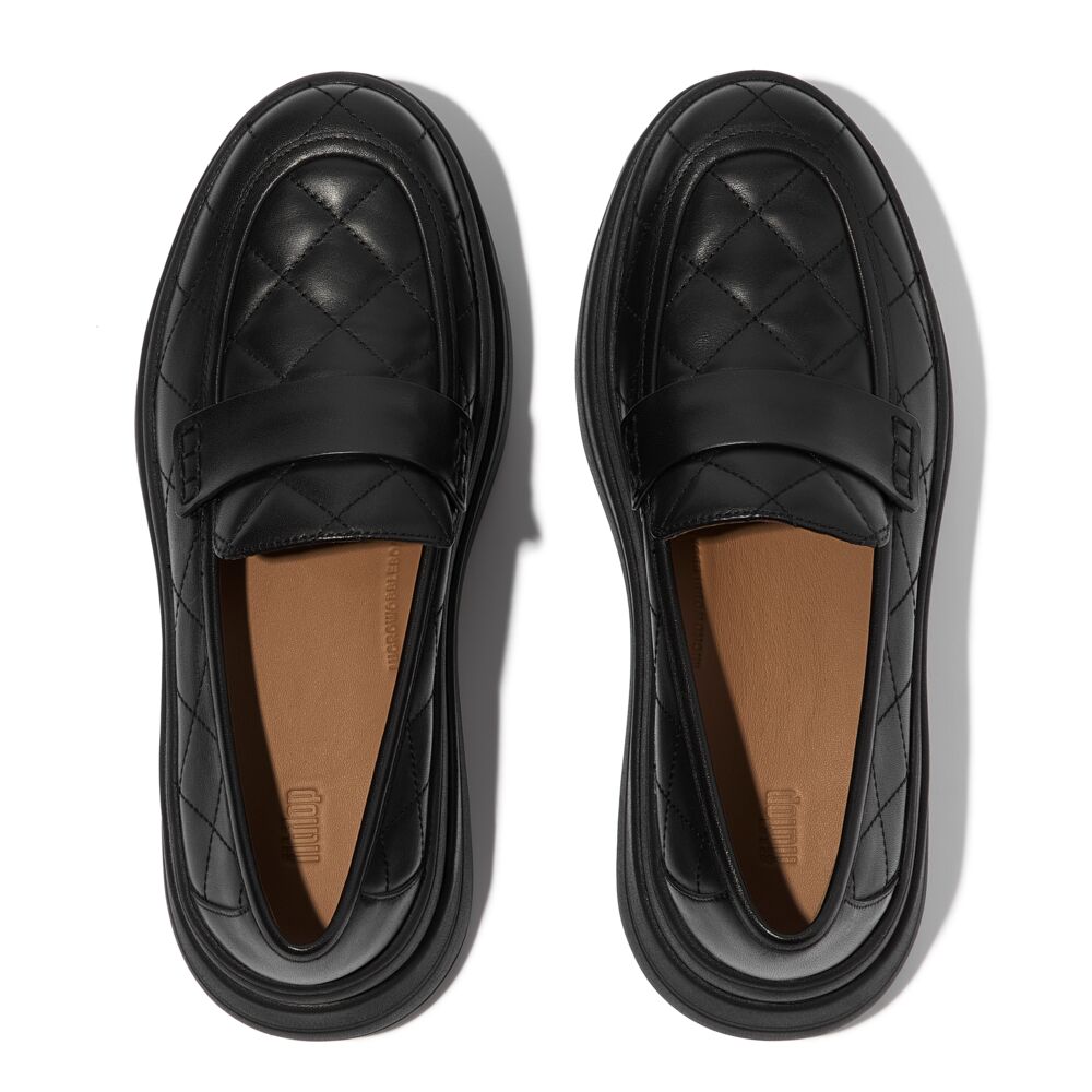 F-MODE STACK QUILTED-LEATHER LOAFERS