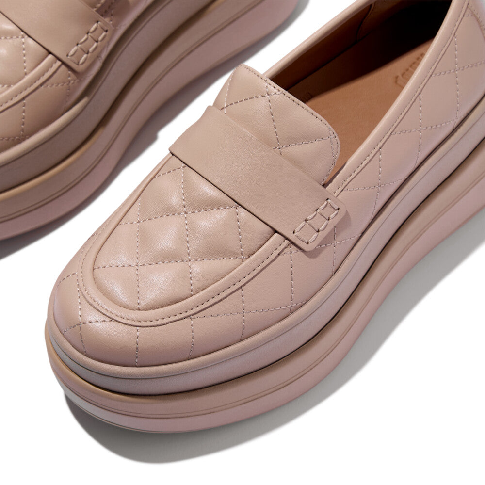 F-MODE STACK QUILTED-LEATHER LOAFERS