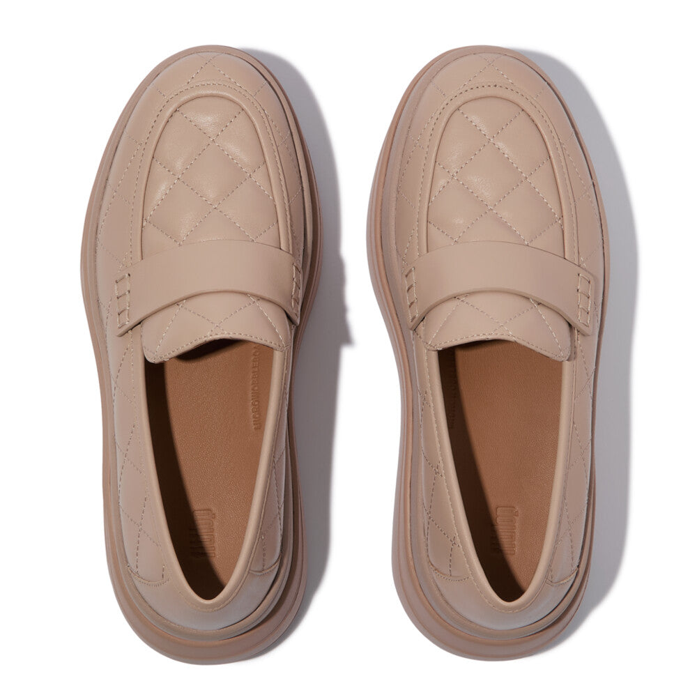 F-MODE STACK QUILTED-LEATHER LOAFERS