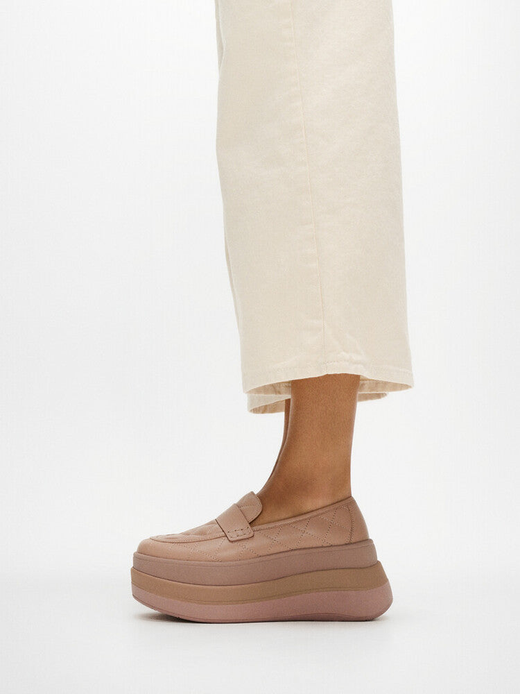 F-MODE STACK QUILTED-LEATHER LOAFERS