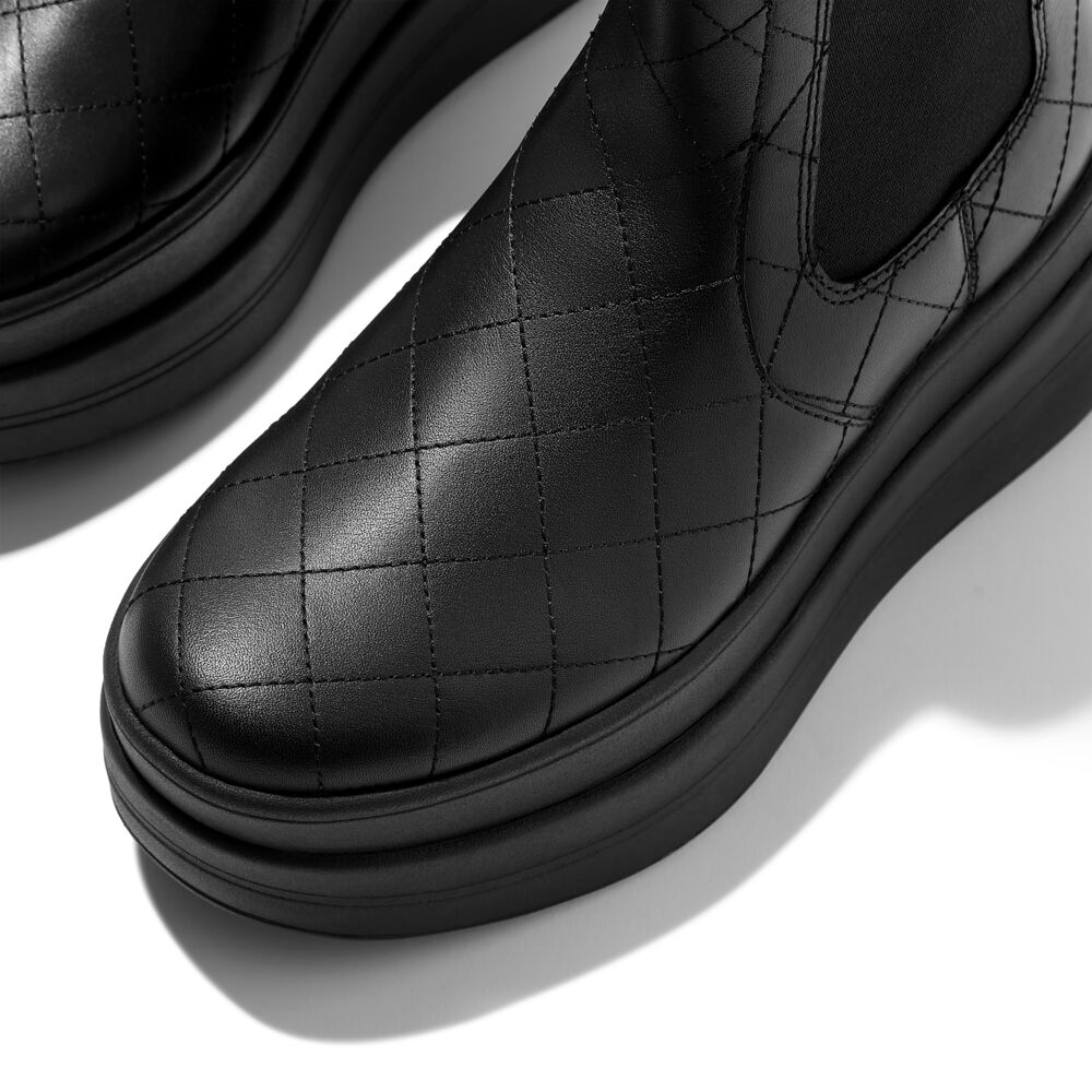 F-MODE STACK QUILTED-LEATHER HIGH CHELSEA BOOTS