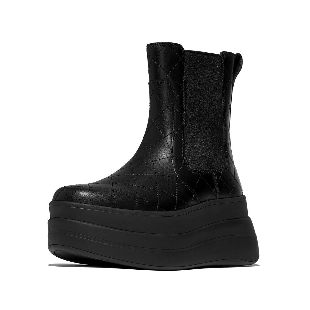 F-MODE STACK QUILTED-LEATHER HIGH CHELSEA BOOTS