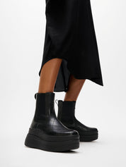 F-MODE STACK QUILTED-LEATHER HIGH CHELSEA BOOTS