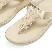RUMBA METALLIC BEADED TOE-POST SANDALS