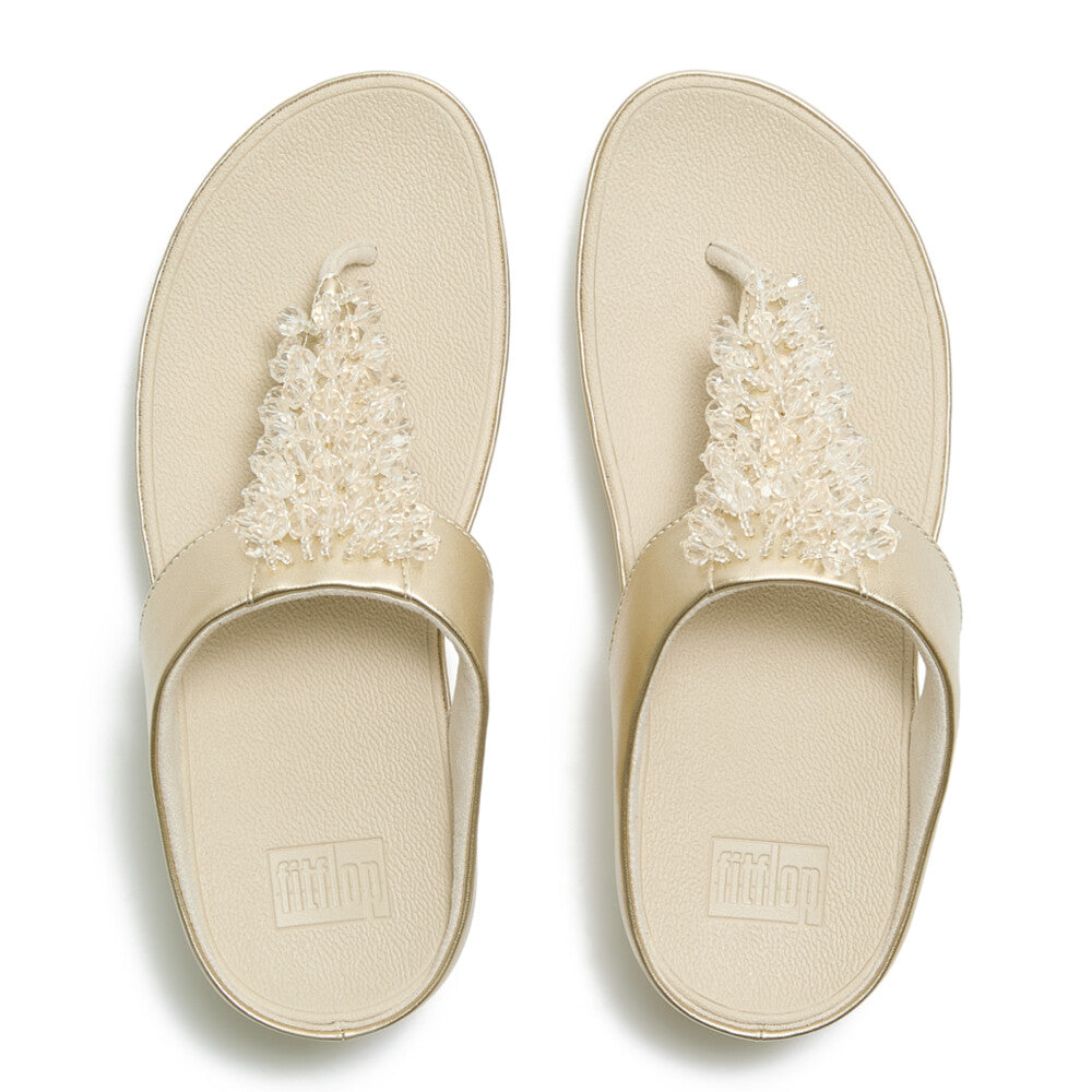 RUMBA METALLIC BEADED TOE-POST SANDALS
