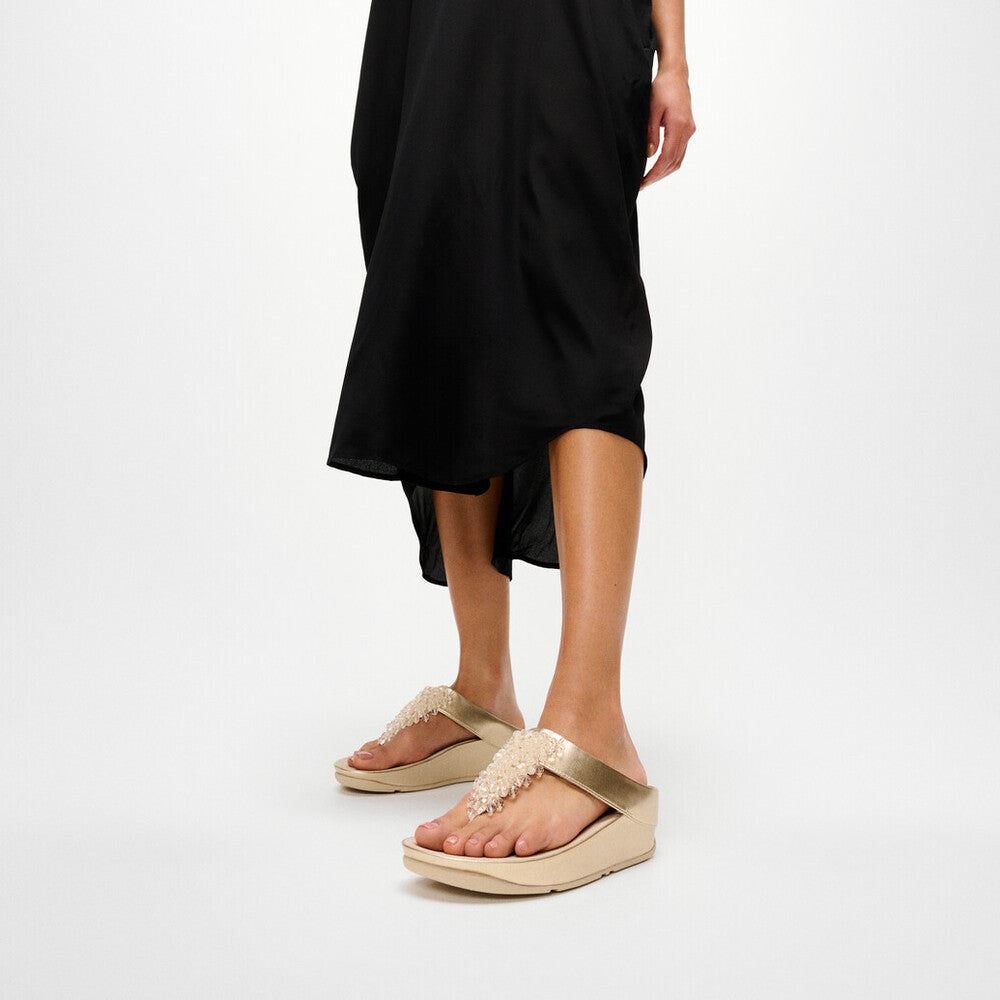 RUMBA METALLIC BEADED TOE-POST SANDALS
