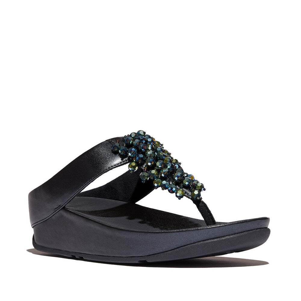 RUMBA METALLIC BEADED TOE-POST SANDALS - METALLIC MIDNIGHT NAVY (E4W-B84)