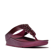 RUMBA METALLIC BEADED TOE-POST SANDALS - METALLIC RUBY (E4W-D01)
