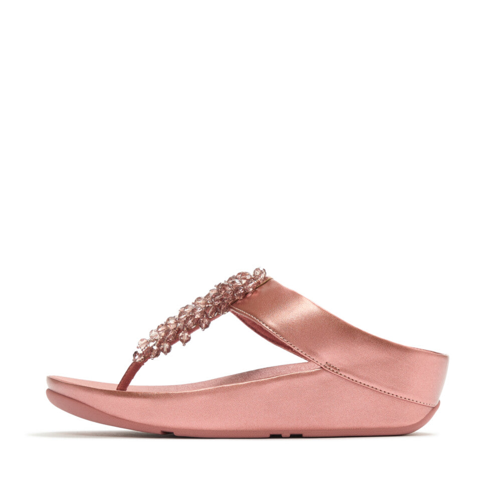 RUMBA METALLIC BEADED TOE-POST SANDALS