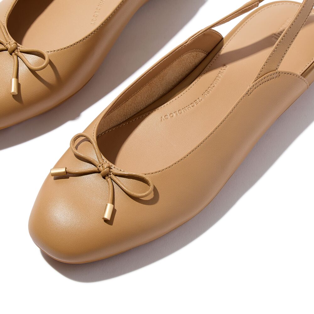 DELICATO BOW SOFT-LEATHER SLINGBACKS