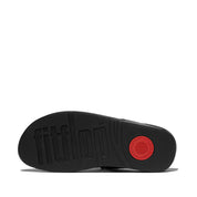 LULU BEADED-CHAIN LEATHER TOE-POST SANDALS