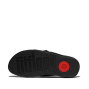 LULU BEADED-CHAIN LEATHER CROSS SLIDES