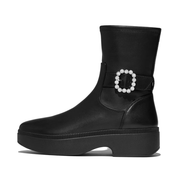 F-LUMA CRYSTAL-BUCKLE LEATHER SHORT BOOTS