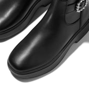 F-LUMA CRYSTAL-BUCKLE LEATHER SHORT BOOTS