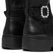 F-LUMA CRYSTAL-BUCKLE LEATHER SHORT BOOTS