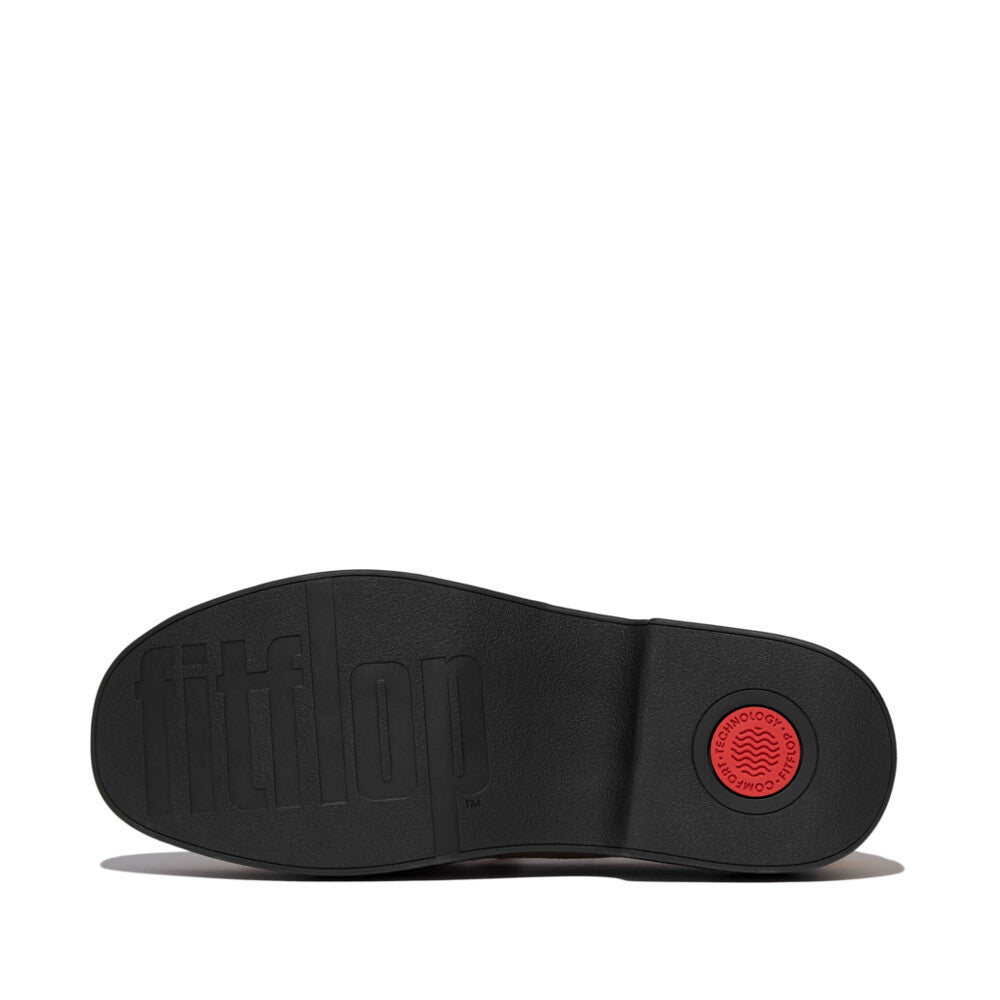 F-LUMA SQUARE-CHAIN SUEDE DEMI-WEDGE LOAFERS