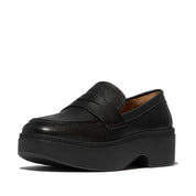 F-LUMA STITCH TUMBLED-LEATHER PENNY LOAFERS