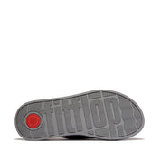 F-MODE BEADED-CHAIN LEATHER TOE-POST SANDALS