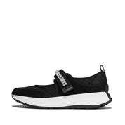 F-MODE FLOW CRYSTAL-STRAP QUILTED MARY JANES
