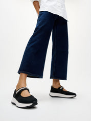 F-MODE FLOW CRYSTAL-STRAP QUILTED MARY JANES