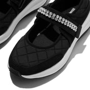 F-MODE FLOW CRYSTAL-STRAP QUILTED MARY JANES