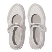 F-MODE FLOW CRYSTAL-STRAP QUILTED MARY JANES