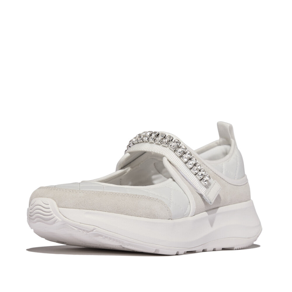 F-MODE FLOW CRYSTAL-STRAP QUILTED MARY JANES