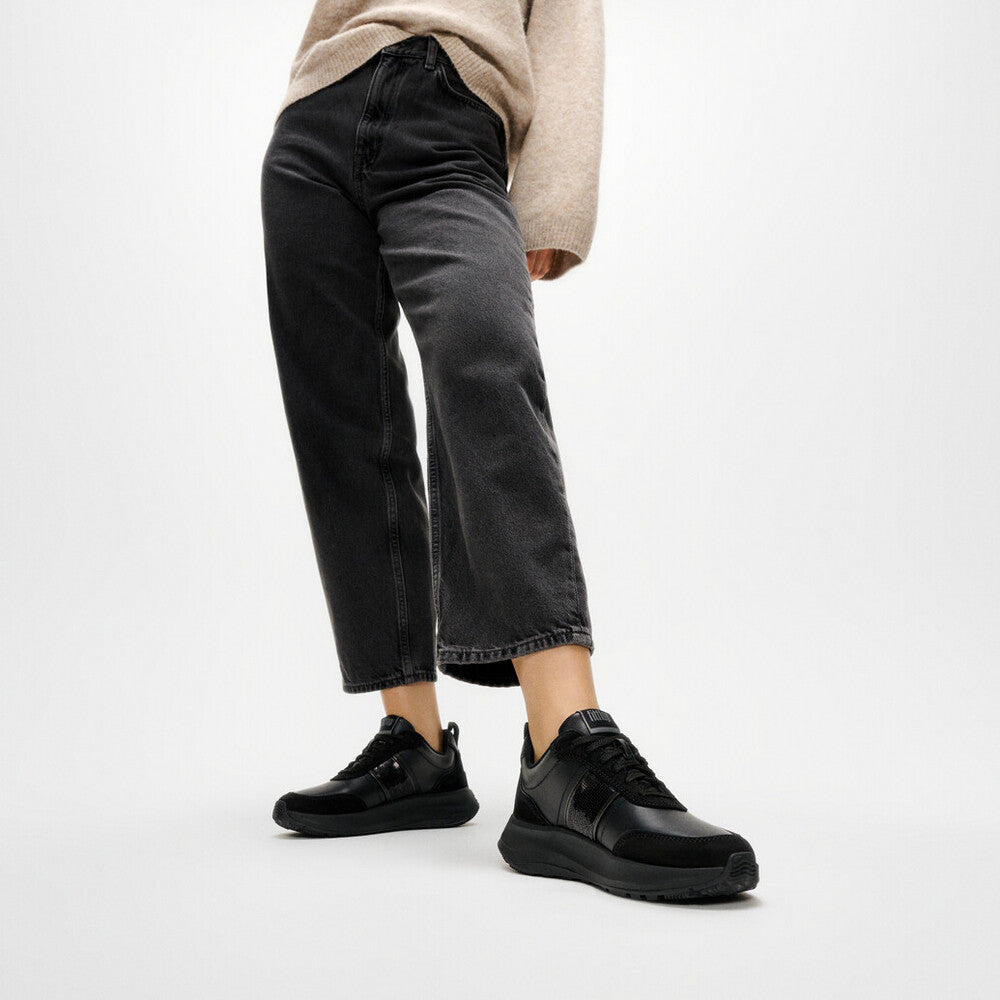 F-MODE FLOW SEQUIN SUEDE/LEATHER FLATFORM SNEAKERS