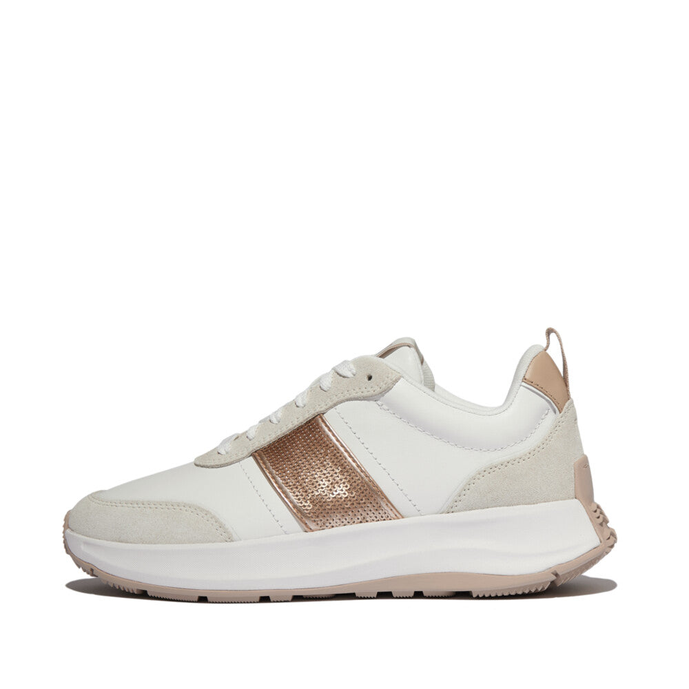 F-MODE FLOW SEQUIN SUEDE/LEATHER FLATFORM SNEAKERS