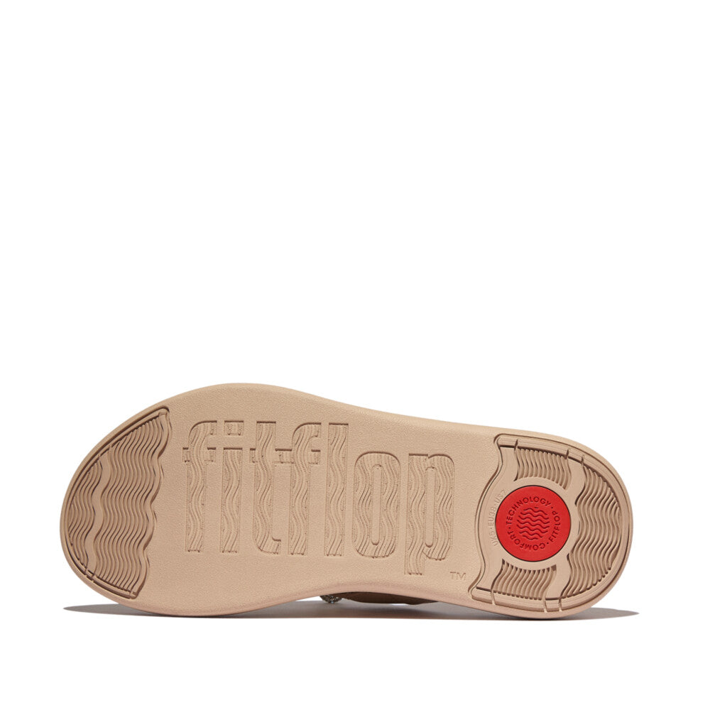 F-MODE GO CRYSTAL-BOW QUILTED TOE-POST SANDALS - CLASSIC BEIGE (E1N-B41)
