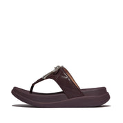 F-MODE GO CRYSTAL-BOW QUILTED TOE-POST SANDALS - PLUMBERRY (E1N-C88)