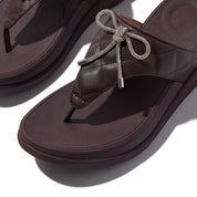 F-MODE GO CRYSTAL-BOW QUILTED TOE-POST SANDALS - PLUMBERRY (E1N-C88)