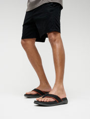 F-MODE GO MENS WATER-RESISTANT WEBBING TOE-POST SANDALS - BLACK/TERRACOTTA (E7K-D31)