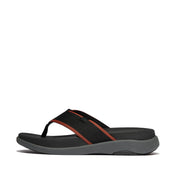 F-MODE GO MENS WATER-RESISTANT WEBBING TOE-POST SANDALS - BLACK/TERRACOTTA (E7K-D31)