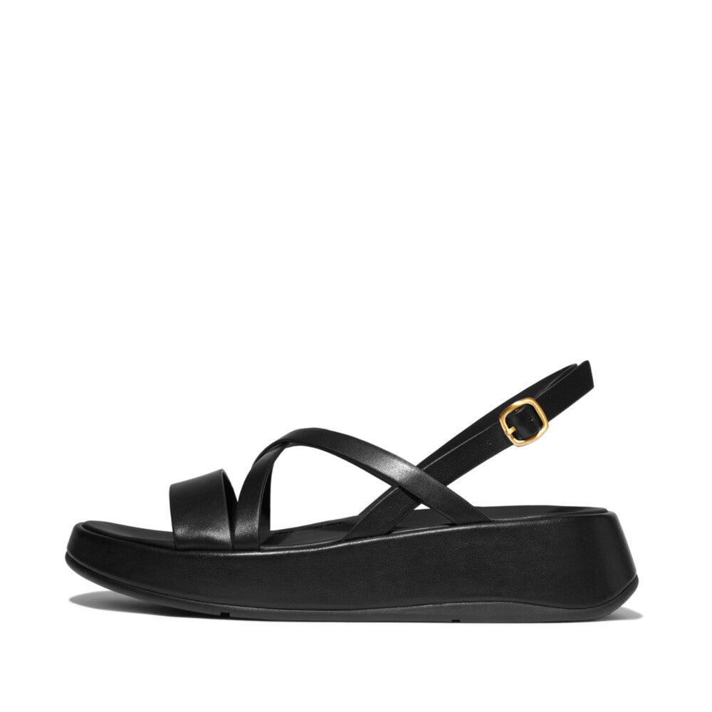 F-MODE LEATHER FLATFORM STRAPPY BACK-STRAP SANDALS