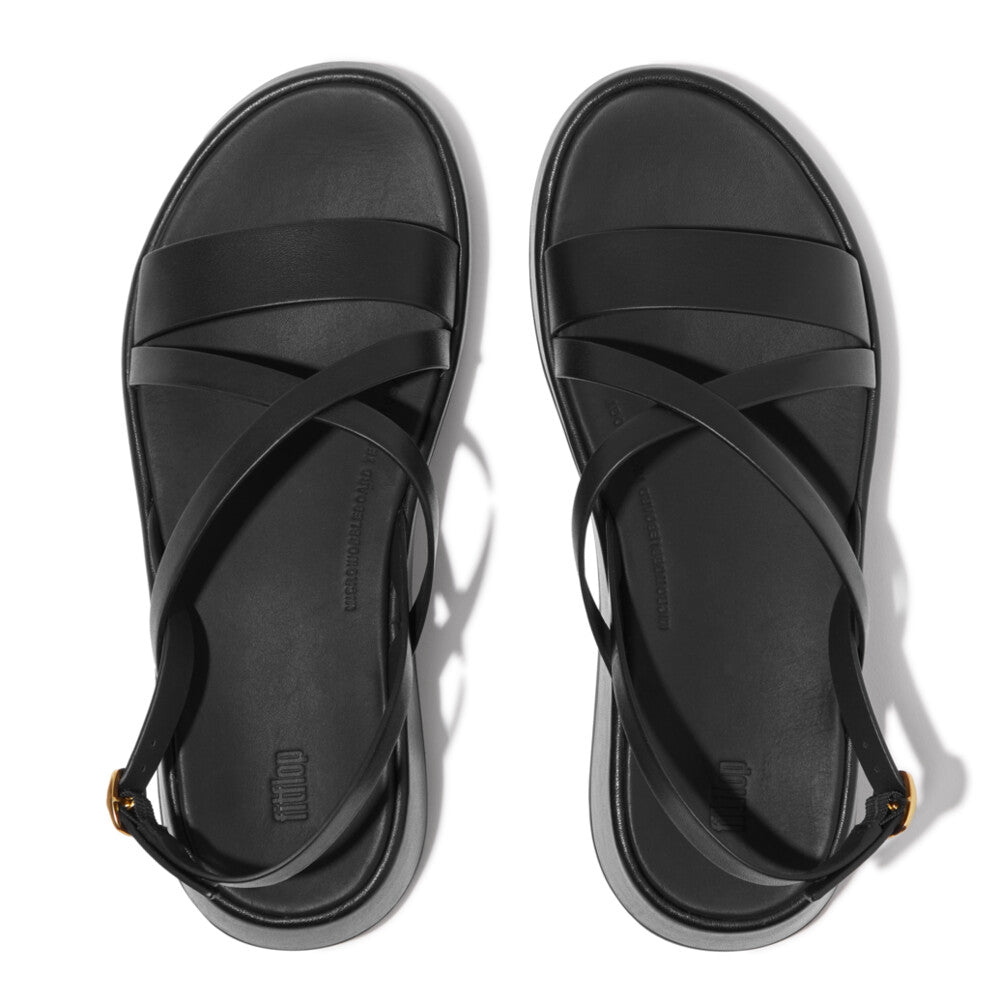 F-MODE LEATHER FLATFORM STRAPPY BACK-STRAP SANDALS