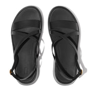 F-MODE LEATHER FLATFORM STRAPPY BACK-STRAP SANDALS