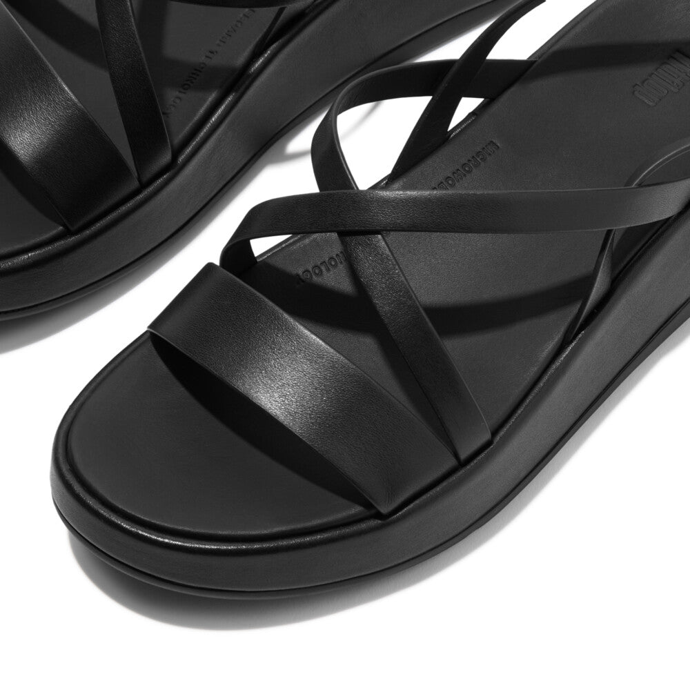 F-MODE LEATHER FLATFORM STRAPPY BACK-STRAP SANDALS