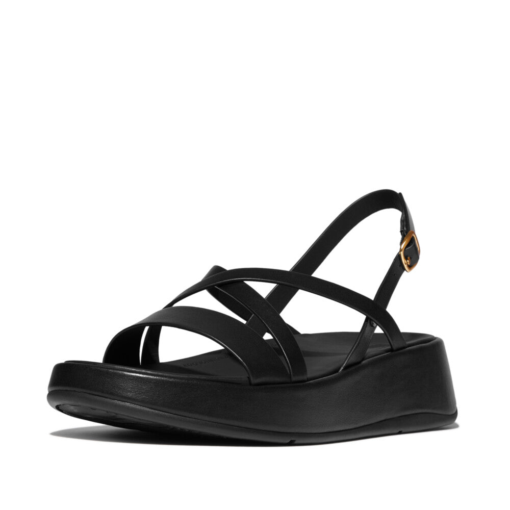F-MODE LEATHER FLATFORM STRAPPY BACK-STRAP SANDALS