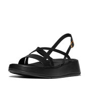 F-MODE LEATHER FLATFORM STRAPPY BACK-STRAP SANDALS