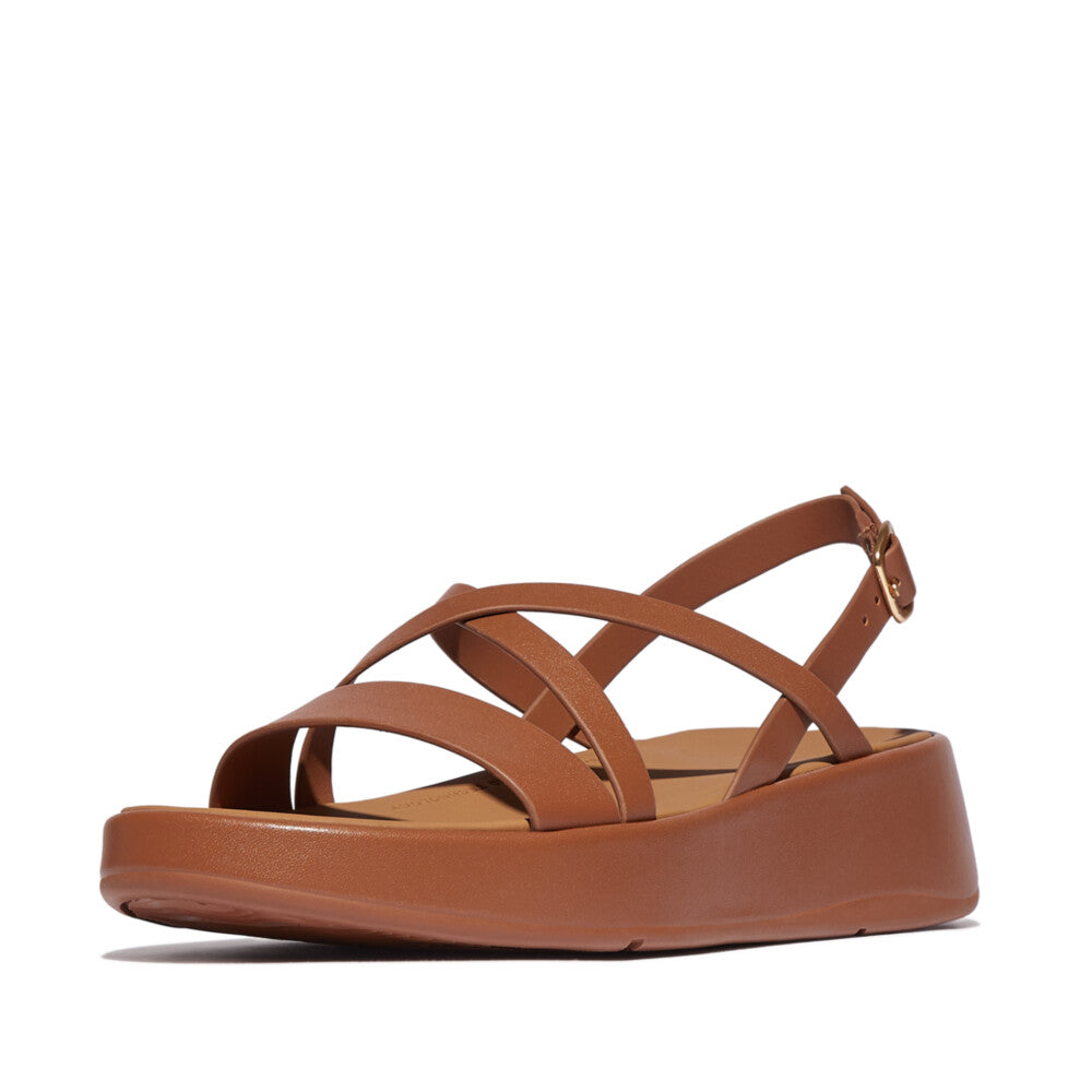 F-MODE LEATHER FLATFORM STRAPPY BACK-STRAP SANDALS